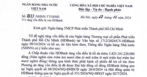 HDBank được NHNN chấp thuận tăng vốn, chuẩn bị trả cổ tức 20%