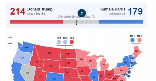 Bà Harris thắng Washington và California, thêm 66 phiếu