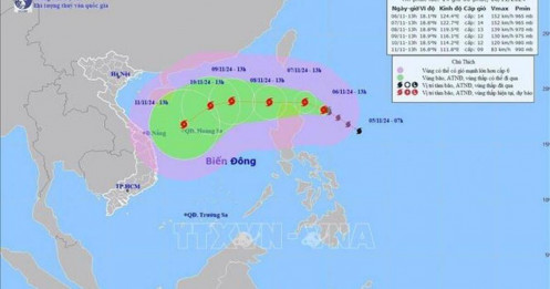 Bão YINXING giật cấp 17 đang di chuyển gần Biển Đông