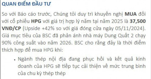 Cổ phiếu HPG được khuyến nghị mua với tiềm năng tăng trưởng 40%