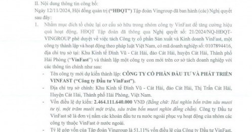 Tỷ phú Phạm Nhật Vượng bất ngờ chia tách VinFast sau động thái hỗ trợ vốn hàng chục nghìn tỷ đồng