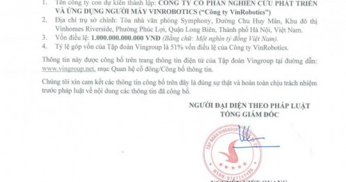 Vingroup lập công ty 1.000 tỷ chuyên nghiên cứu người máy