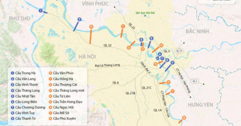 Hà Nội sắp xây ba cầu lớn vượt sông Hồng