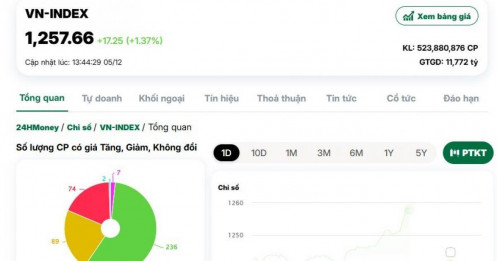 Nhóm chứng khoán đồng loạt tím trần, VN-Index bật tăng gần 18 điểm