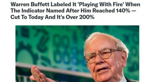 "Chỉ báo Warren Buffett" cao chưa từng có trong lịch sử, gióng hồi chuông cảnh báo nhà đầu tư về mối nguy của TTCK Mỹ