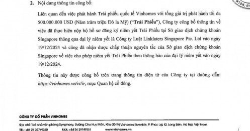 Sở Giao dịch chứng khoán Singapore “bật đèn xanh” cho Vinhomes niêm yết trái phiếu