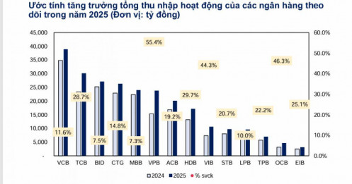 Loạt ngân hàng được dự báo tăng trưởng lợi nhuận trên 20% trong năm 2025