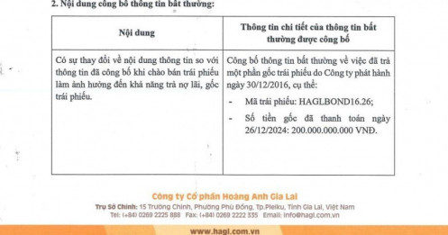 Hoàng Anh Gia Lai thanh toán 200 tỷ đồng trái phiếu