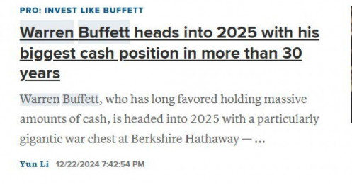 Huyền thoại Warren Buffett sắp bước sang năm 2025 với ‘núi’ tiền mặt lớn nhất 3 thập kỷ: Ông đang chờ đợi điều gì?
