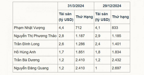 Tài sản các tỷ phú Việt biến động thế nào năm 2024