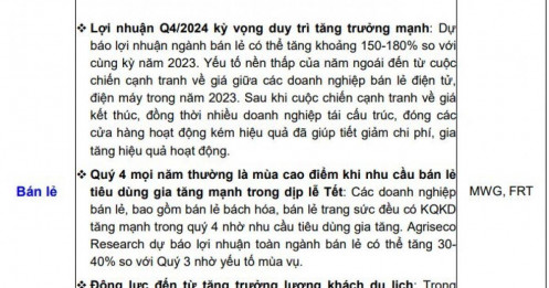 Một ngành được dự báo có lợi nhuận tăng vọt 150-180% trong quý 4