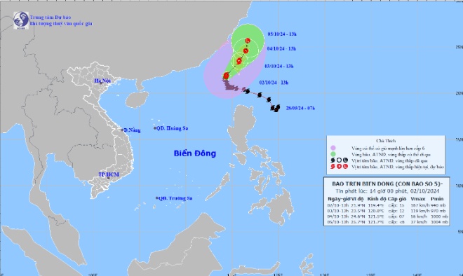 Biển Đông xuất hiện rãnh áp thấp nối với bão Krathon