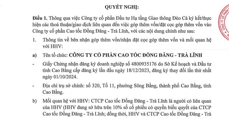 Đèo Cả (HHV) bơm thêm vốn cho dự án cao tốc 14.300 tỷ đồng nối Cao Bằng - Lạng Sơn