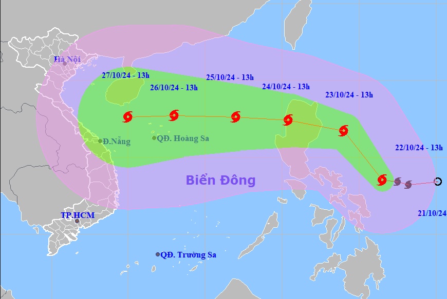 Bão Trà Mi hướng vào Biển Đông