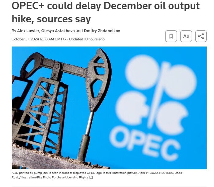 OPEC+ hoãn kế hoạch tăng sản lượng dầu vào tháng 12?