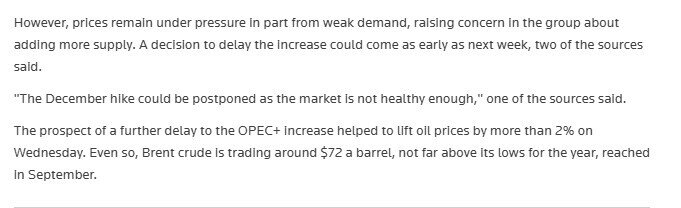 OPEC+ hoãn kế hoạch tăng sản lượng dầu vào tháng 12?