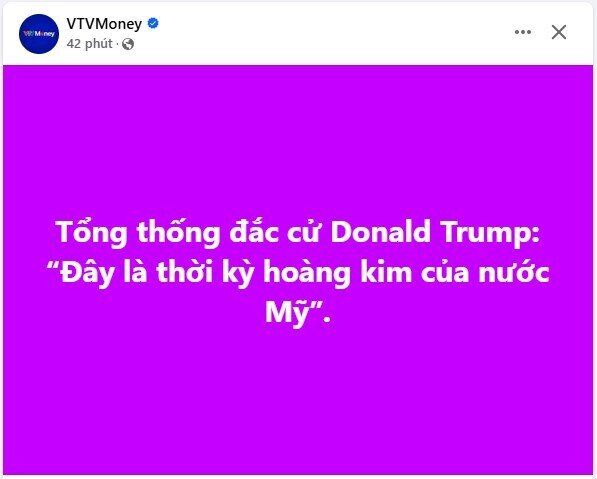 Tổng thống đắc cử Donald Trump: “Đây là thời kỳ hoàng kim của nước Mỹ”.