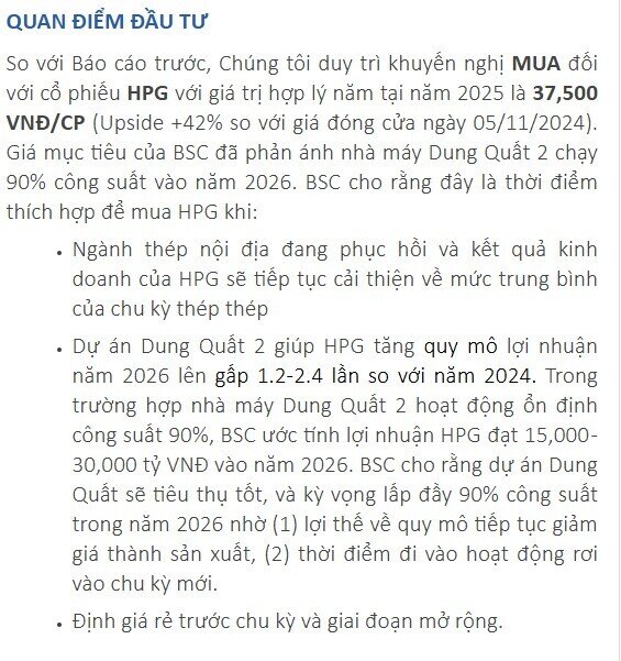 Cổ phiếu HPG được khuyến nghị mua với tiềm năng tăng trưởng 40%