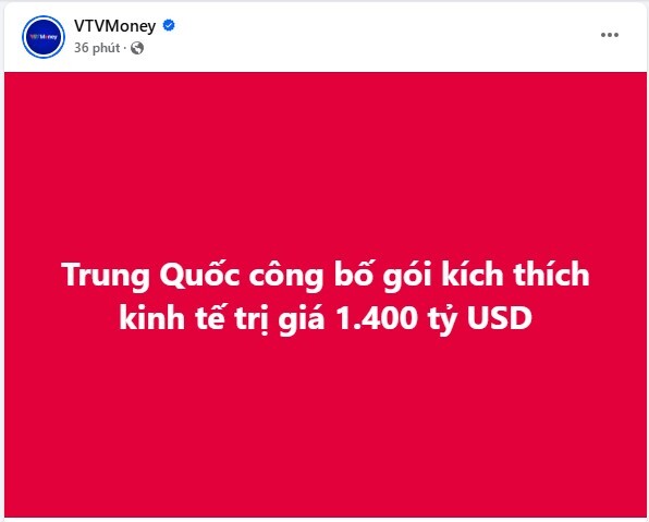 Trung Quốc công bố gói kích thích kinh tế trị giá 1.400 tỷ USD