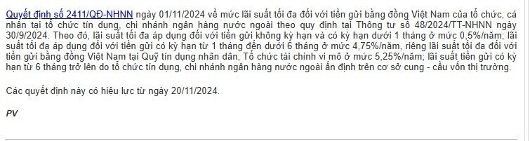 NHNN ban hành các quyết định mới về lãi suất tiền gửi có hiệu lực từ ngày 20/11