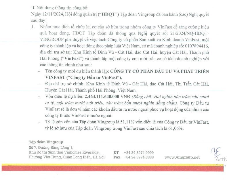 Tỷ phú Phạm Nhật Vượng bất ngờ chia tách VinFast sau động thái hỗ trợ vốn hàng chục nghìn tỷ đồng