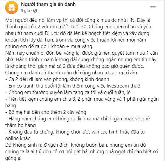 Miệt mài mua vàng suốt 7 năm, đôi vợ chồng mua nhà Hà Nội trước tuổi 30: Nói không với đầu tư mạo hiểm!