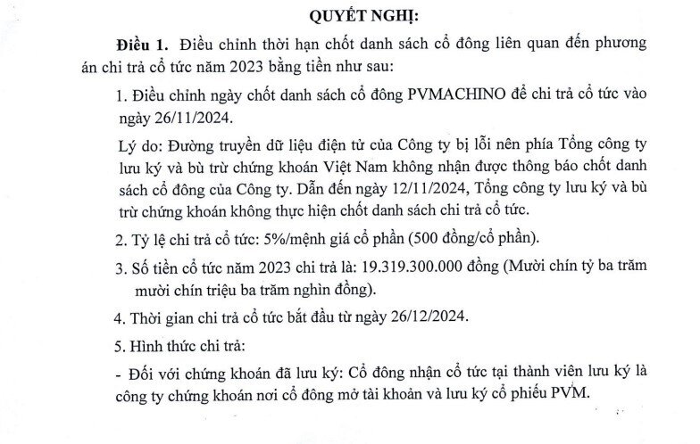 Một doanh nghiệp trên sàn chứng khoán lùi thời gian trả cổ tức vì lỗi đường truyền