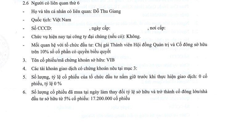 Một công ty 6 tháng tuổi ở Hà Nội chi hơn 300 tỷ mua cổ phiếu VIB