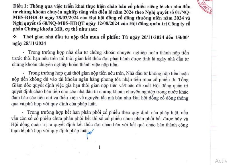 MBS chào bán riêng lẻ gần 26 triệu cổ phiếu, dự thu gần 600 tỷ đồng