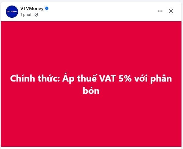 Chính thức: Áp thuế VAT 5% với phân bón