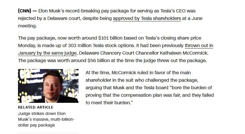 Elon Musk đón tin không vui: Gói thù lao kỷ lục hơn 100 tỷ USD lại bị bác bỏ, Tesla tuyên bố động thái giải quyết