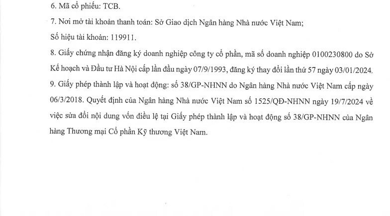 Techcombank tăng vốn điều lệ lên gần 70.649 tỷ đồng