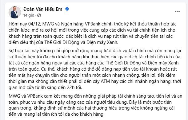 Hơn 3.000 cửa hàng TGDĐ và ĐMX sẽ hoạt động như cây ATM, khách chỉ cần CCCD để nạp, rút, chuyển tiền
