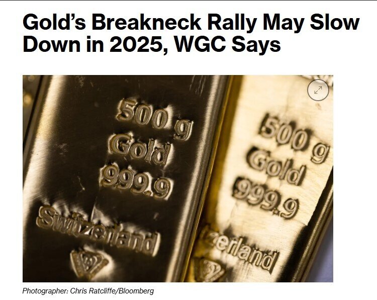 Giá vàng sẽ tăng chậm lại trong năm 2025