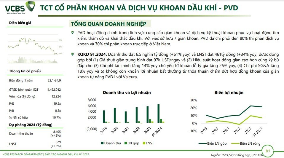 6 cổ phiếu dầu khí tiềm năng trong năm 2025, mức sinh lời kỳ vọng lên tới hơn 40%