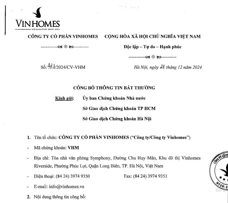 Vinhomes (VHM) thoái toàn bộ vốn công ty con tại Hưng Yên