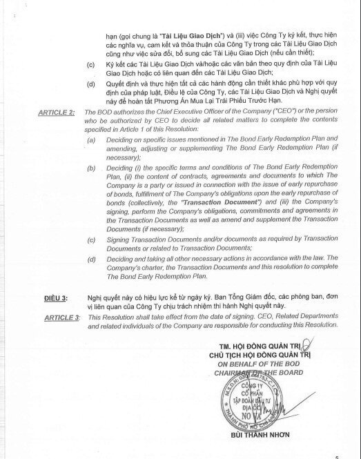 Novaland (NVL) muốn mua lại 7.000 tỷ trái phiếu, giảm vốn góp ở một công ty con