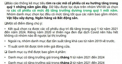Hé lộ nhóm cổ phiếu thường tăng giá vào quý 1 hàng năm