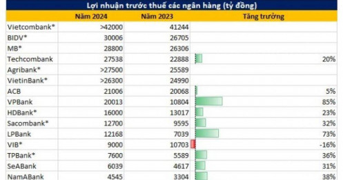 Cập nhật KQKD nhóm ngân hàng năm 2024