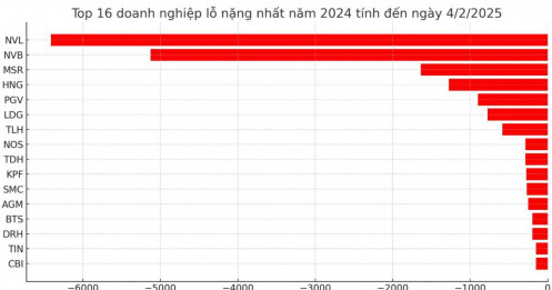 100 doanh nghiệp báo lỗ năm 2024