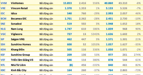 10 công ty BĐS lãi ngàn tỷ năm 2024