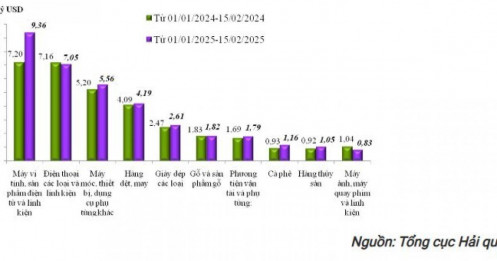 Nhập siêu tới 3,19 tỷ USD trong nửa đầu tháng 2/2025