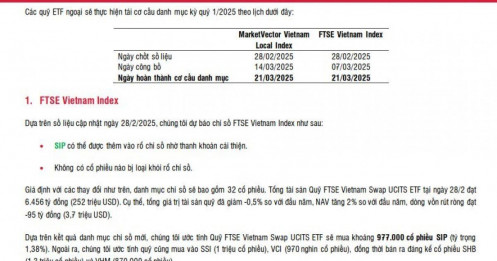 Quỹ ETF ngoại quy mô 10.000 tỷ đồng dự kiến gom hàng triệu cổ phiếu NAB, HPG, POW, mạnh tay xả mã đầu ngành BĐS