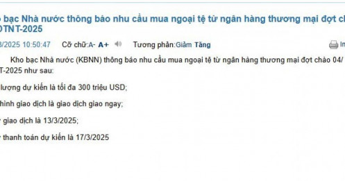 KBNN muốn mua thêm 300 triệu USD từ các ngân hàng