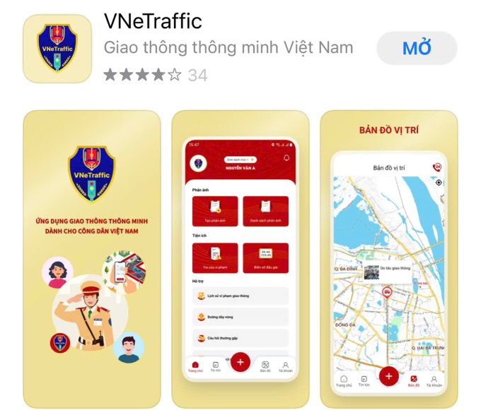 Dùng app VNeTraffic tra cứu phạt nguội vi phạm giao thông