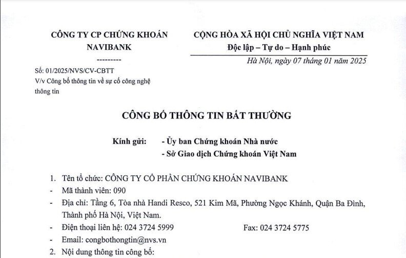 Một CTCK bất ngờ gặp sự cố ngay đầu năm