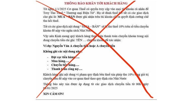 Thực hư thông báo "thu thuế thương mại điện tử 10%" đang lan truyền trên mạng xã hội