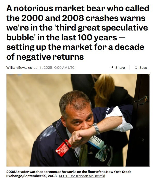 Chuyên gia dự báo thảm họa tài chính lớn chưa từng có, thị trường đang ở trong 'bong bóng' đầu cơ lớn thứ 3 trong 100 năm qua