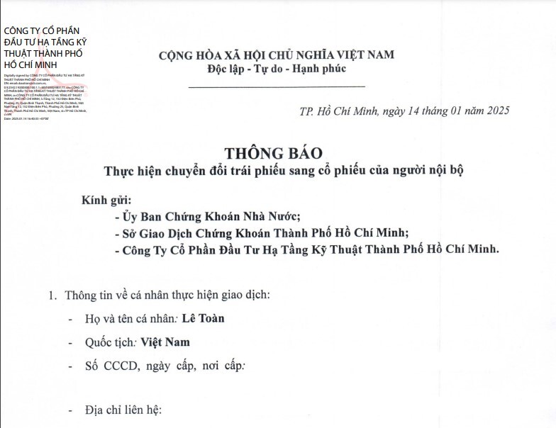 Hai lãnh đạo CII muốn chuyển đổi trái phiếu sang cổ phiếu