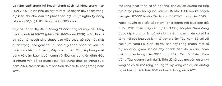 Đón sóng đầu tư công năm 2025, chuyên gia gọi tên cổ phiếu đầu ngành có tiềm năng tăng giá gần 30%